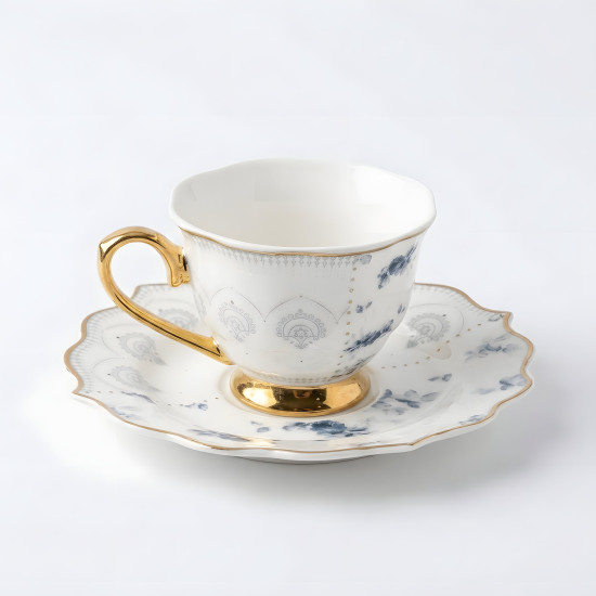 Coffee Cup and Saucer Set - 6 Pcs